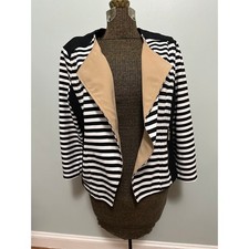 Chico's black and white open fly away blazer size L