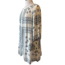 Atmosphere Women’s 4 Boho Peasant Blue Floral Oversized Rayon Sheer Dress Beach