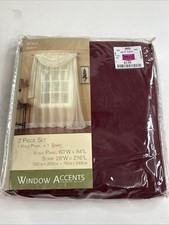 Window Accents Voile Sheer Curtain Set: 60x84 Panel 28x216 Scarf