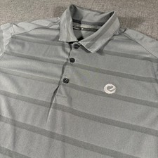 Nike Golf Polo Shirt Mens XL Grey Striped Dri-FIT Short Sleeve Performance