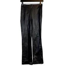 Zara High Rise Faux Vegan Leather Straight Leg Pants Black 28  9815/210 - XS