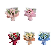 Crochet Flower Bouquet Completed Artificial Flowers Table Centerpiece Decoration