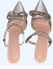 Women Shiny Bow Heels Shoes