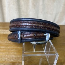 Black Leather Belt With Brown Croc Unisex 36 Silver Buckle