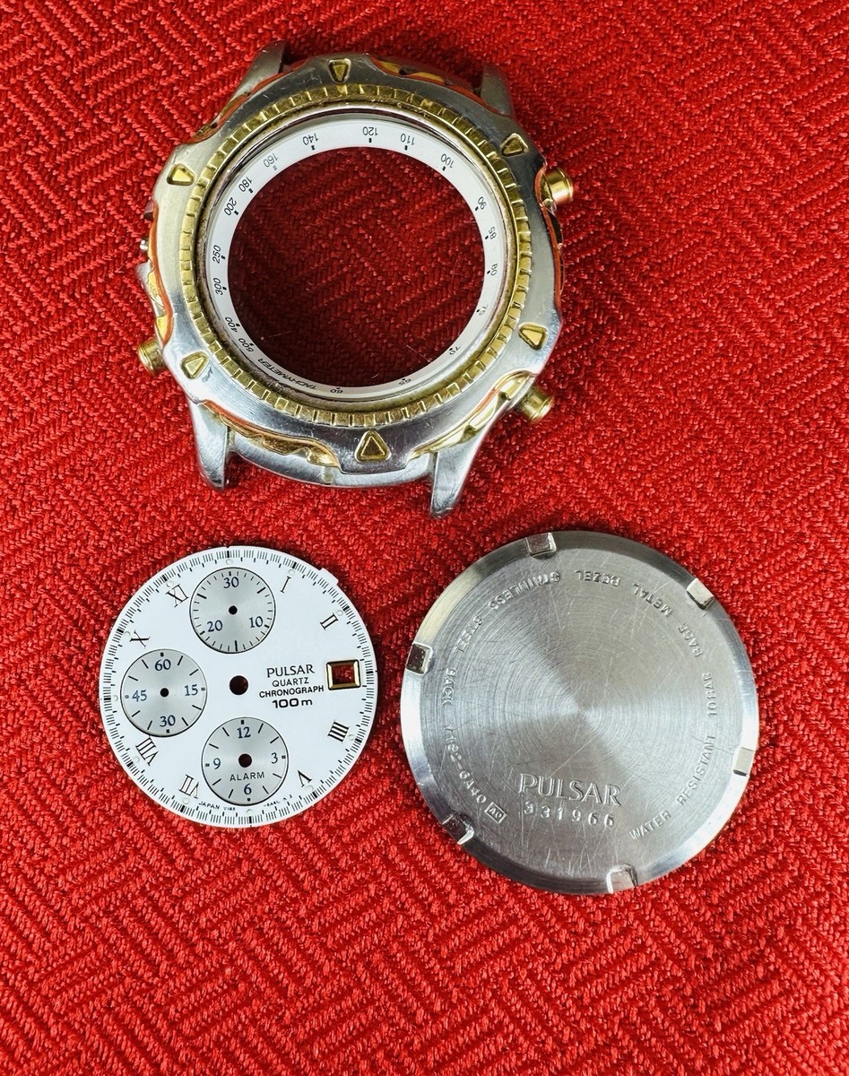 Pulsar Quartz Chronograph Watch Y182-6A40 White Dial 100m Japan