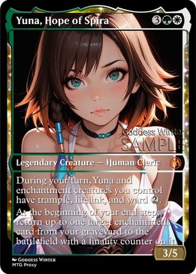 MTG - Yuna, Hope of Spira - Fanart Borderless Style - EDH / Playtest