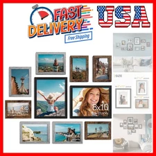 Set of 10 Rustic Picture Frames for Gallery Wall Décor - 2x8x10, 4x5x7, 4x4x6