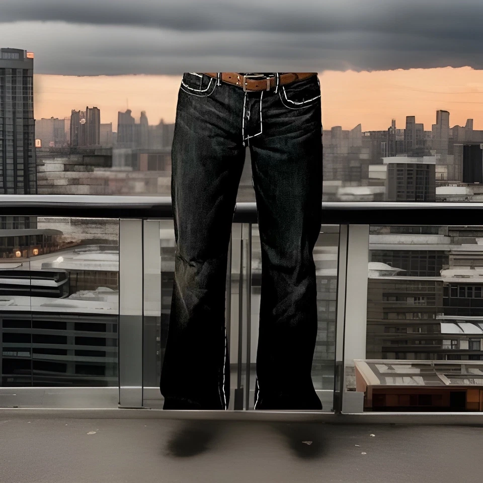 Pantalones de mezclilla Monarchy para hombre azules 33x33 elegantes ropa clásica pierna recta Foto 3 de 4