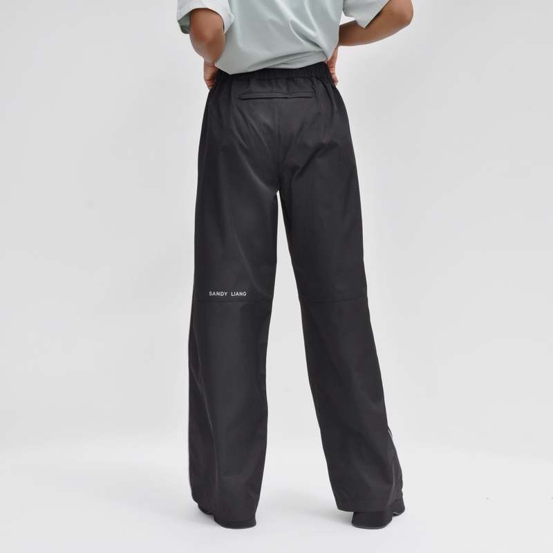 Sandy Liang Elantra Black Track Pants Reflective Side Stripe Size Small