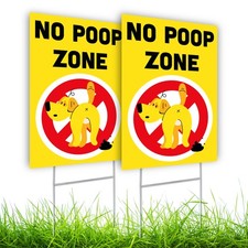 2 PC No Pooping Dog Signs for Yard, 8x12 DS Coroplast No Dog Poop Signs for Lawn
