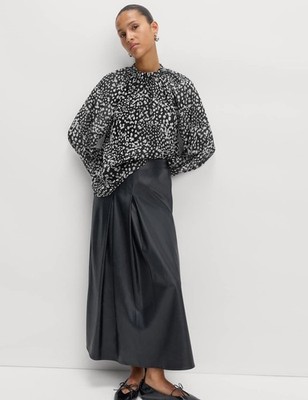 Marks & Spencer Womens Long sleeved Blouse in Black Mix - M&S