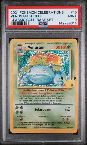 PSA 9 MINT Venusaur 15/102 Celebrations Classic Collection Holo Rare