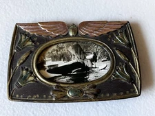 Rare Arts and crafts Miniature Picture Frame W/siskosy-s38