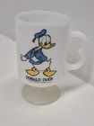 Vintage Milk Glass Mug Cup Pedestal Donald Duck Walt Disney Fire-King