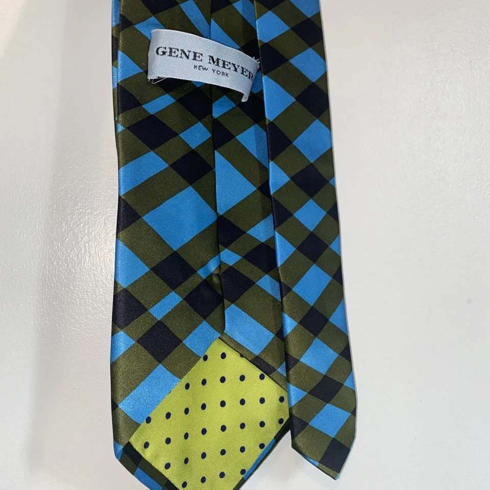 Corbata Gene Meyer Marrón Negro Geométrica Seda Hecha en Italia Foto 2 de 4