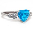 Heart 2CT Heat Treated Blue Topaz 925 Solid Sterling Silver Ring Sz 6  — photo 2