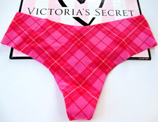 VICTORIA'S SECRET PINK No Show Thong Panty XL Pink Red Plaid NWT VS FREE SHIP 4 