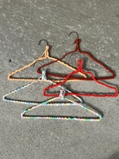 Vintage Crochet Hangers Multi Color Set Of 5