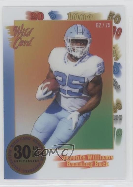 2021 Nationals 30th Anniversary White Blue 62/75 Javonte Williams Rookie RC 0h1