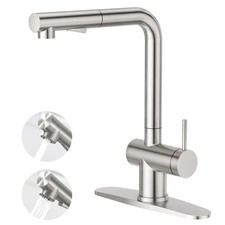 Pull Down Kitchen Faucet with 2-Function Sprayer, A-Brushed Standard 2-Way