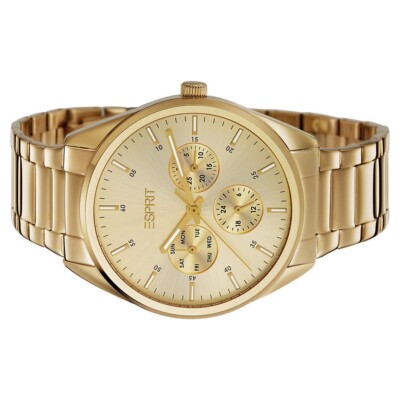 Esprit Damen Uhr Armbanduhr Glandora Ivory Edelstahl Gold