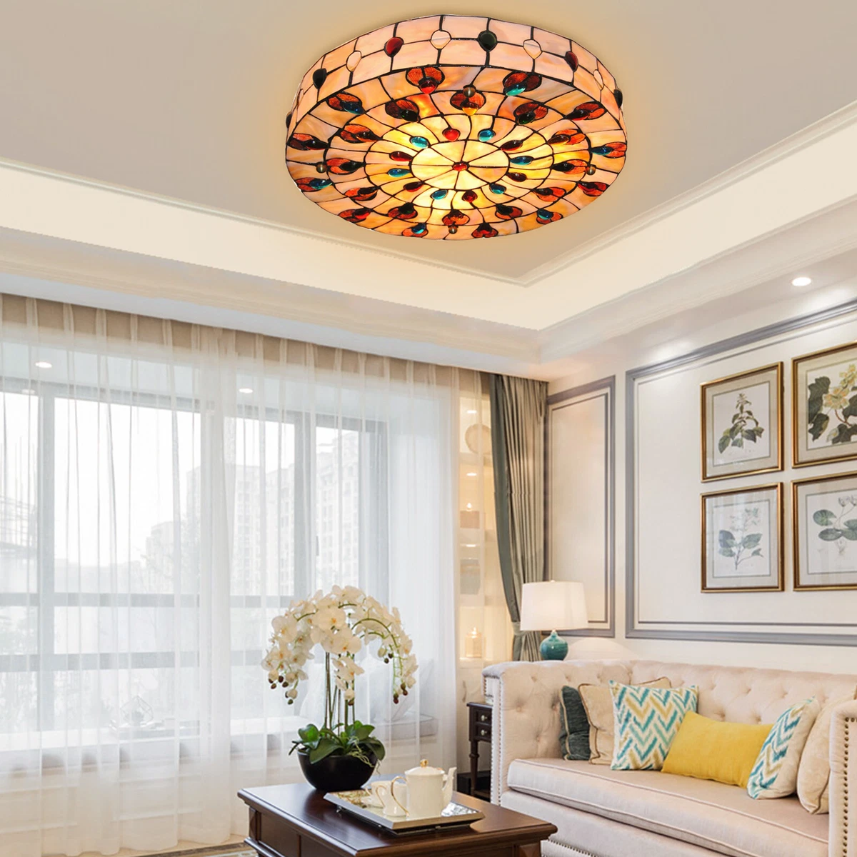 Tiffany flush mount ceiling light deals