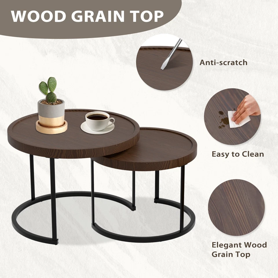 Mesas de centro redondas modernas para anidar EAGLE PEAK Sunset Dune Collection Foto 2 de 4