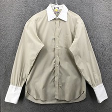 Turnbull  Asser Casual Dress Shirt French Cuff Long Sleeve Beige England 6770
