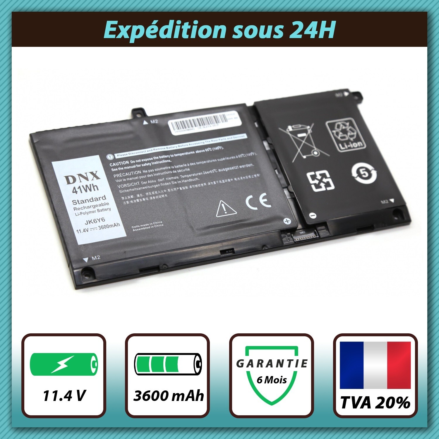 Batterie ordinateur portable Dell Inspiron 5300 pour travailler en voyage