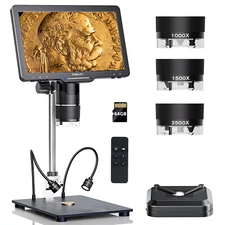 TOMLOV TriL110 3 Lens 2K HDMI Digital Microscope 2500X Magnifier Coin Microscope