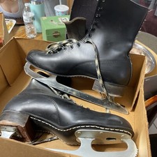 Vintage Sears Imperial Men's Ice Figure Skates w/ Box Size 9 Black Leather