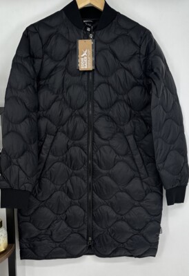 Eddie Bauer Women's Down Bomber Jacket. Shaw Long. Black Size Small Retail $179