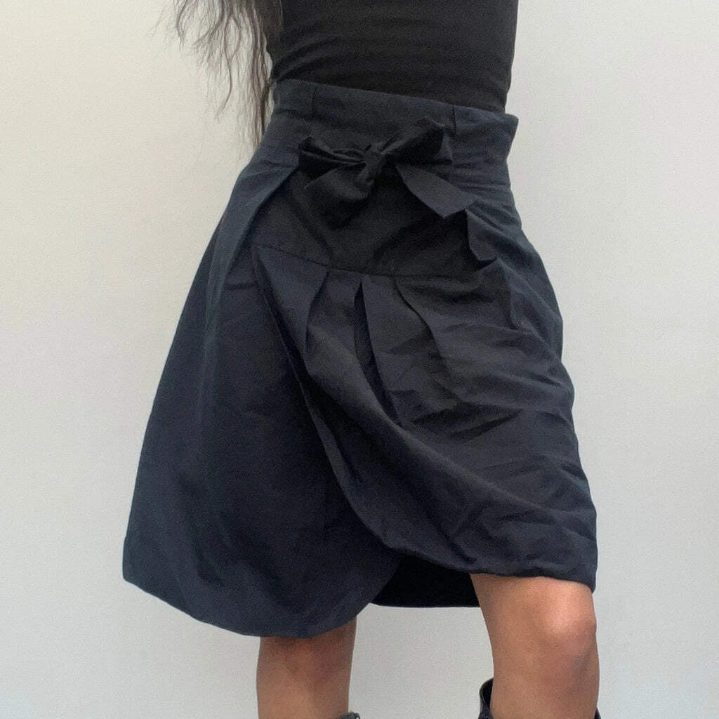 Gonna midi Yves Saint Laurent 26 W UK 6 misto cotone nero