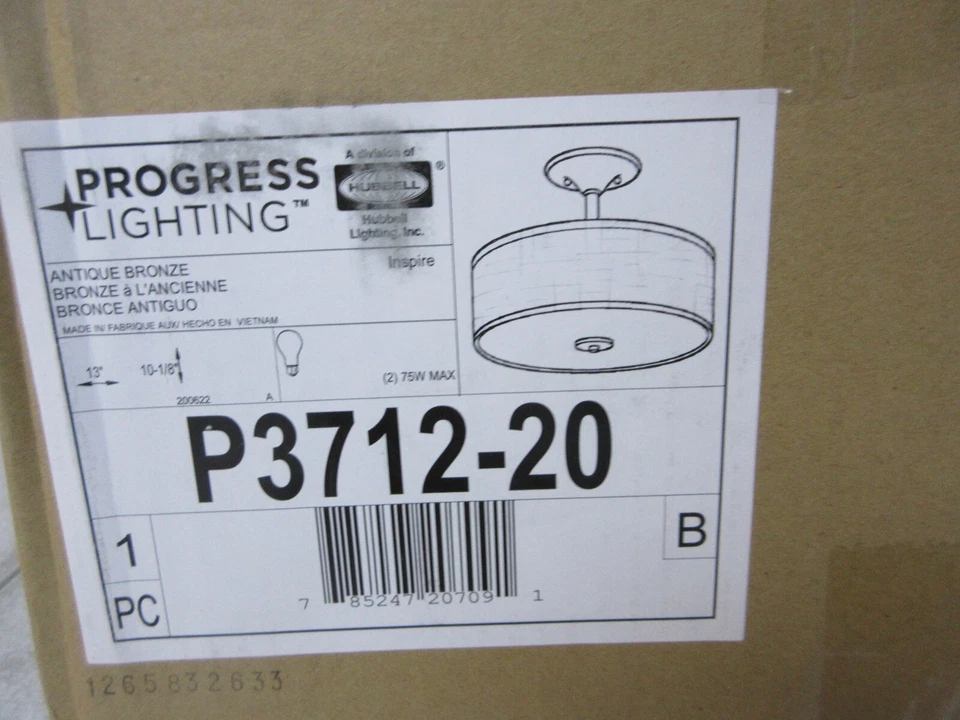 Progress Lighting Inspire 13 in. 2-Light Antique Bronze Semi-Flush Ceiling - Image 4 of 4