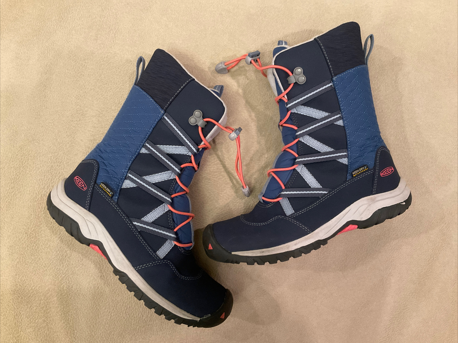 KEEN STIVALI INVERNALI APPASSIONATI impermeabili asciutti us 3 m pull on isolamento 200 grammi eu 35 bambini