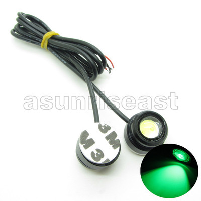 2 x Green DC12V 3W Eagle Eye Car LED Daytime Running DRL Light Tail With Tape