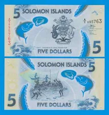 Solomon Islands 5 Dollars P 38b 2019 Polymer UNC New Signature Prefix A/5 (38 b)