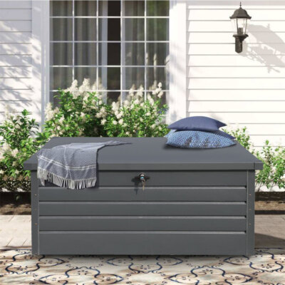 400L Garden Storage Utility Cushion Box Shed Metal Container - Main Image