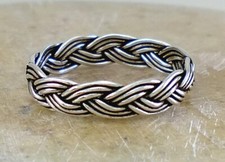 .925 STERLING SILVER 5mm WOVEN BRAIDED BAND RING size 7 style r3109
