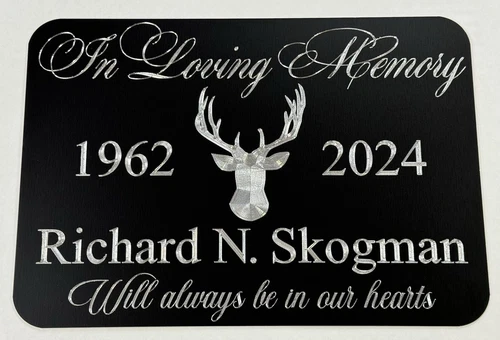 Memorial Grave Marker Sign Custom Diamond Etched Engraved on Aluminum Metal 10x7