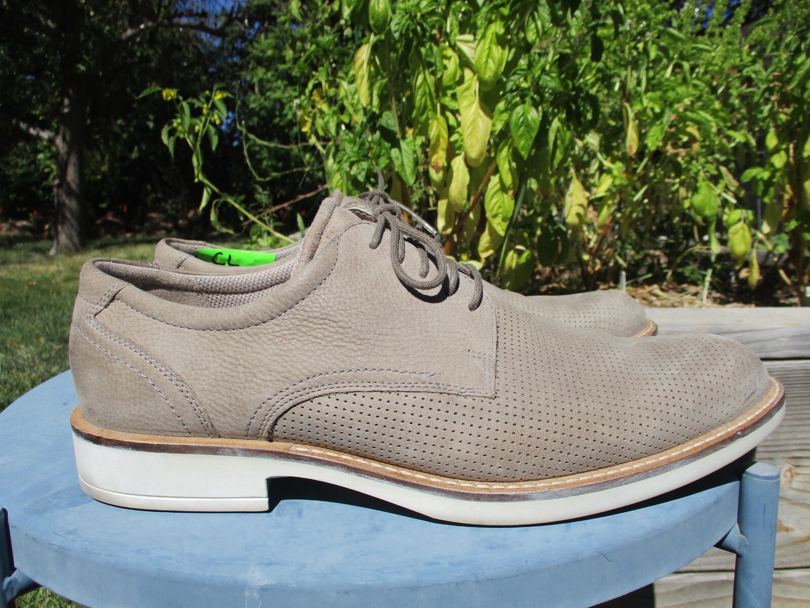 SAOLA Scarpe ECCO uomo 8 grigio pelle eleganti Oxford derby preppy casual stringate