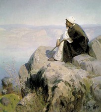 Ｏｉｌ　ｐａｉｎｔｉｎｇ Dreams figures on the mountains landscape free shipping hand paint