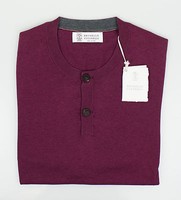 Brunello Cucinelli Purple Cotton Knit Henley Sweater Size 50/40/medium $795 on sale Brunello Cucinelli Purple Cotton Knit Henley Sweater Size 50/40/medium $795 on sale
