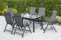Merxx 7Tlg. Taviano Set, 6 Taviano Klappsessel, Tisch 150 X 90 Cm, Anthrazit