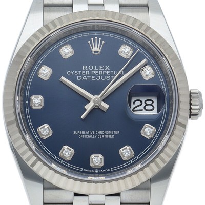 ROLEX Datejust 36 Herrenuhr 10P Diamant 126234G K18WG / Edelstahl Herren...