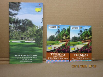 Tickets For Practice Rounds Masters 2012 Spectator Guide and Two Practice round Tickets | eBay