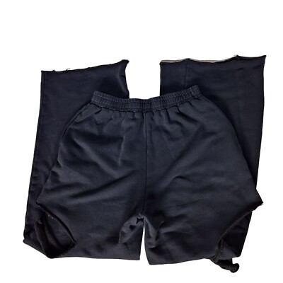 The Kript Women's Pull On Ripped Pants Size Medium Solid Black Goth Grunge