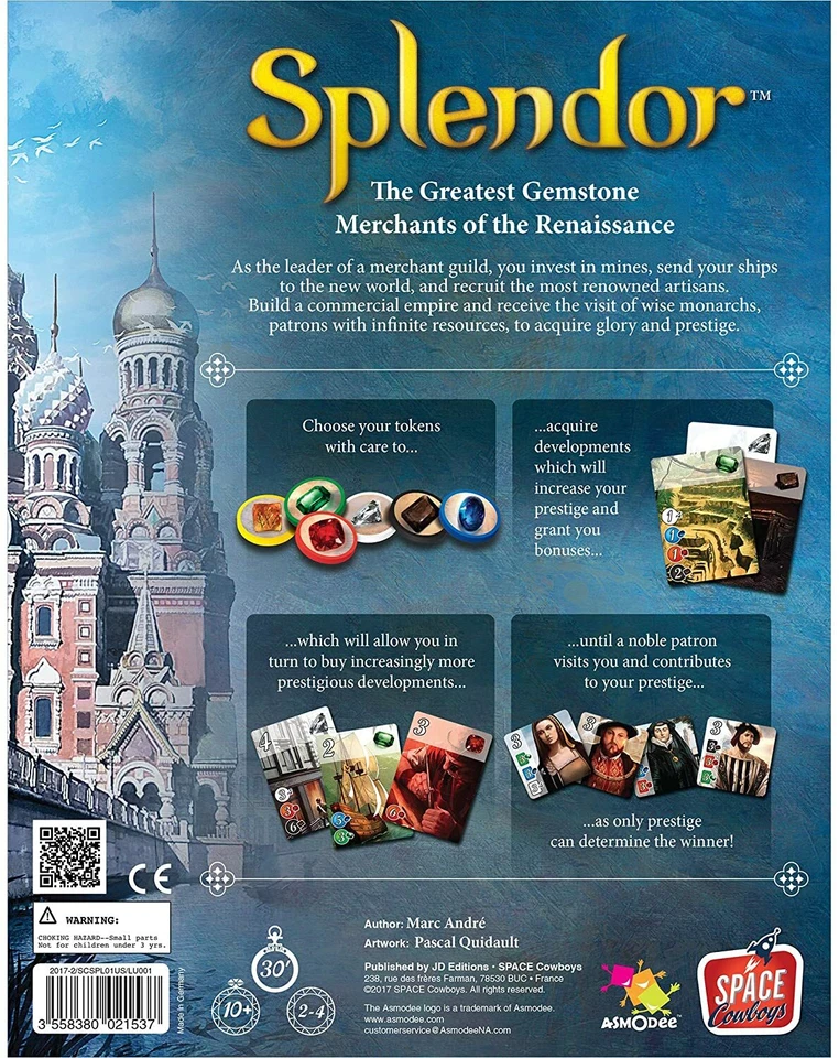 Splendor Board Game Asmodee Games By Mark Andre ASM SCSPL01 Family - Image 2 of 4
