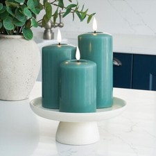 EMBER&trade; LED Candle Flameless Flickering Signature Sage Green Battery Powered Trio