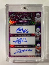 2024 Leaf Vivid Maalik Murphy/Adonai Mitchell/Jonathon Brooks Purple 1/2 Auto RC